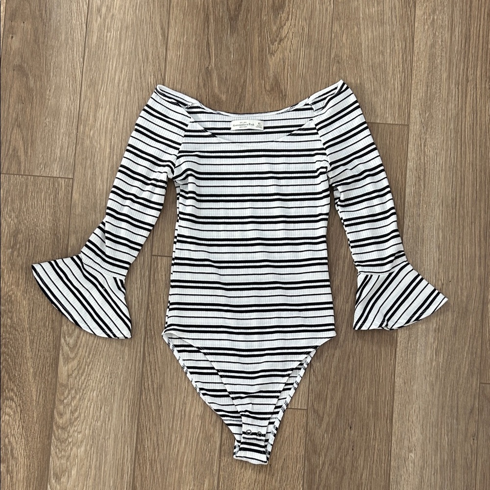 Abercrombie Striped navy and white body suit